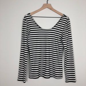 Who What Wear Boat Neck Black & White Tee